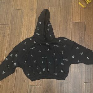 zodiac rhinestone cropped hoodie